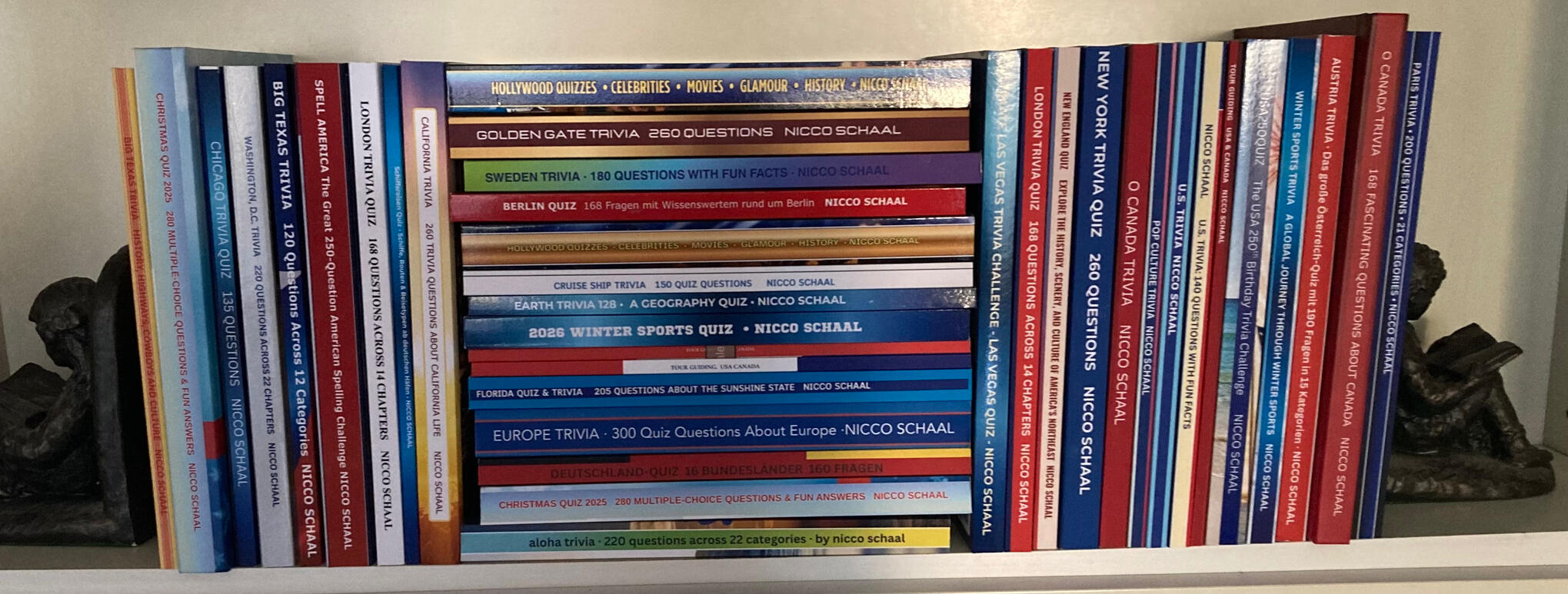 QUIZ TRIVIA LIBRARY Book covers for Quiz and Trivia books by Nicco Schaal.